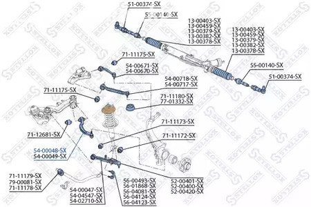 Запчасти и расходники - Рычаг задний нижний левый Audi A4-A8 95> STELLOX 5400048SX