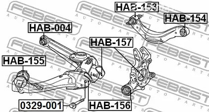 Spare Parts and Consumables - Сайлентблок задней цапфы Honda Civic FD 4D 06-12 FEBEST HAB157