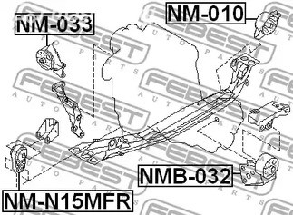 Запчасти и расходники - Подушка двигателя правая Nissan Sunny B14/Almera N15 95-00 FEBEST NM033