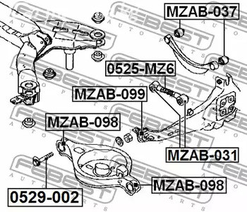 Авто тетиктер жана сарптоолору - Болт-эксцентрик Mazda 3 BM 13> FEBEST 0529002