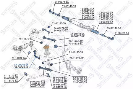 Запчасти и расходники - Рычаг задний нижний левый Audi A4-A8 95> STELLOX 5400048SX