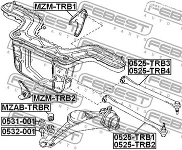 Запчасти и расходники - Втулка с эксцентрикомрегулировочная Mazda Tribute 03> FEBEST 0532001