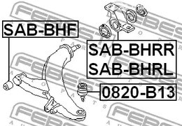 Авто тетиктер жана сарптоолору - Сайлентблок пер. рычага зад. л. Subaru Legacy B12 99-03 FEBEST SABBHRL