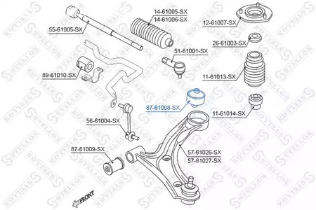 Авто тетиктер жана сарптоолору - Сайлентблок рычага зад. Suzuki Liana 01> STELLOX 8761008SX