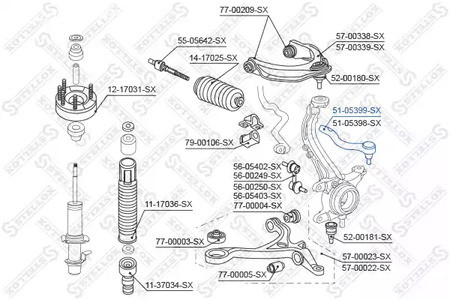 Spare Parts and Consumables - Наконечник рулевой левый Honda Accord all 03> STELLOX 5105399SX