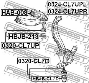 Авто тетиктер жана сарптоолору - С/б верх. пер. рычага Honda Accord 02-08 FEBEST HAB008