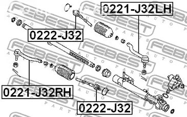 Авто тетиктер жана сарптоолору - Наконечник рулевой левый Nissan Teana 08> FEBEST 0221J32LH