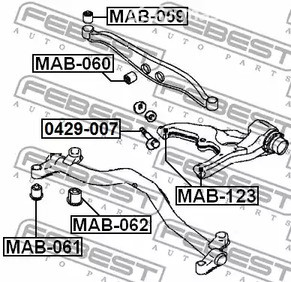 Spare Parts and Consumables - Сайлентблок зад. балки Mitsubishi Chariot Grandis 97-03 FEBEST MAB061