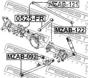 Запчасти и расходники - Сайлентблок заднего поперечного рычага Mazda Bongo 95-05 FEBEST MZAB122