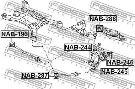 Запчасти и расходники - Сайлентблок задней продольной тяги Nissan Maxima A35 08-14 FEBEST NAB287