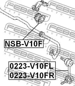 Авто тетиктер жана сарптоолору - Втулка стабилизатора переднего Nissan Almera Tino V10M FEBEST NSBV10F