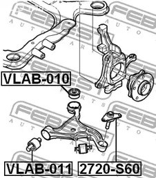 Авто тетиктер жана сарптоолору - Сайлентблок рычага зад. Volvo S60/S80/V70 all 99> FEBEST VLAB010