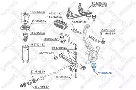 Авто тетиктер жана сарптоолору - Опора шаровая нижняяHonda Shuttle RA 95-01 STELLOX 5237004SX