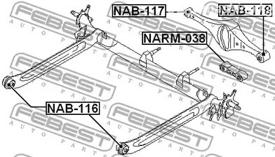 Авто тетиктер жана сарптоолору - С/б зад попер рычага RH Febest NAB117