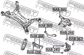 Spare Parts and Consumables - Сайлентблок заднего поперечного рычага Nissan Maxima 15> FEBEST NAB364