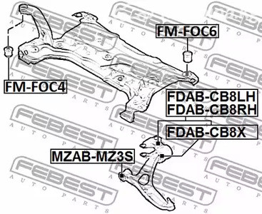 Spare Parts and Consumables - Сайлентблок переднего рычага задний Ford Focus III all 11> FEBEST FDABCB8LH