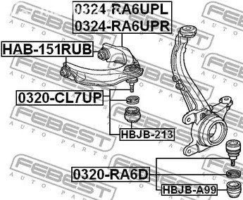 Spare Parts and Consumables - Сайлентблок рычага верхнего Honda Accord except Coupe 99-03 FEBEST HAB151RU