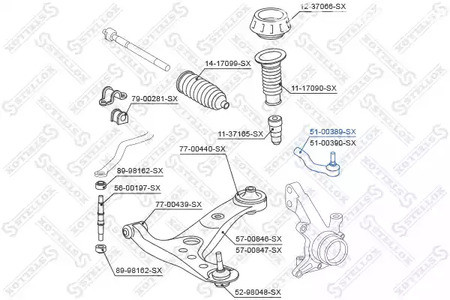 Запчасти и расходники - Наконечник рулевой левый Toyota Aygo KGB10/WNB10 05> STELLOX 5100389SX