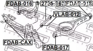 Запчасти и расходники - Сайлентблок заднего продольного рычага febest fdab017