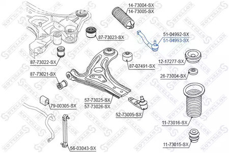 Spare Parts and Consumables - Наконечник рулевой правый Daewoo Kalos 1.2/1.4/1.4 16V 02> STELLOX 5104993S