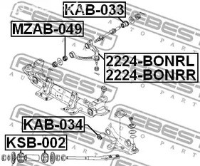 Авто тетиктер жана сарптоолору - Сайлентблок рычага переднего KIA Bongo III 06> FEBEST KAB033