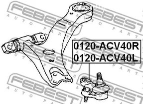 Запчасти и расходники - Опора шаровая правая Toyota Camry 2.0 16V/2.4 16V/3.5 24V 06> FEBEST 0120AC