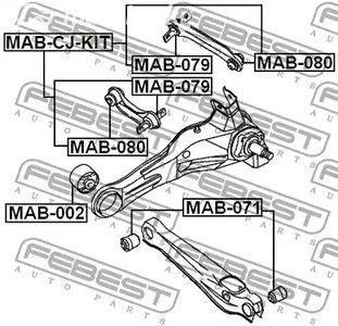 Запчасти и расходники - Сайлентблок задней тяги Mitsubishi Lancer/Mirage CK 95-00 FEBEST MAB080