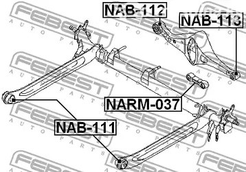 Авто тетиктер жана сарптоолору - Сайлентблок рычага задней подвески левый Nissan Primera P12 01-07 FEBEST NA