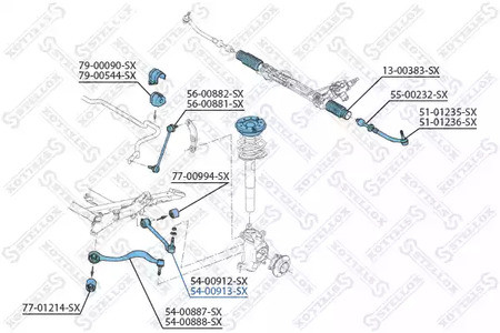 Запчасти и расходники - Рычаг правый алюм. BMW E39 2.0i-2.8i/2.0D-3.0D 95> STELLOX 5400913SX