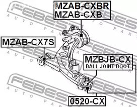 Запчасти и расходники - Сайлентблок переднего рычага передний Mazda CX-7 07-09 FEBEST MZABCX7S