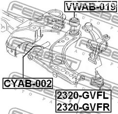 Авто тетиктер жана сарптоолору - Сайлентблок рычага зад. Audi A3/TT, VW Golf 5 98> FEBEST VWAB019