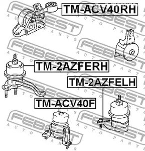 Авто тетиктер жана сарптоолору - Подушка двигателя RH (гантелька) Febest TMACV40RH