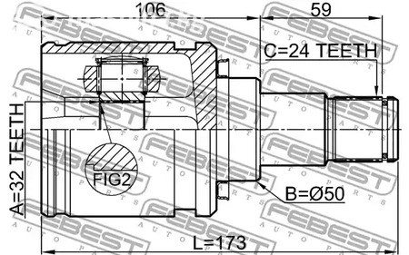 Spare Parts and Consumables - ШРУС внутренний левый к-кт Toyota Avensis T22 2.0D 97> FEBEST 0111CDT220LH