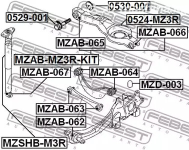 Spare Parts and Consumables - Сайлентблок заднего рыч.пер. Ford Focus, Volvo S40/V50 98> FEBEST MZAB062