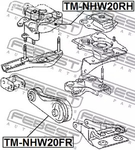 Авто тетиктер жана сарптоолору - Подушка двигателя передняя Toyota Prius NHW20 03-09 FEBEST TMNHW20FR