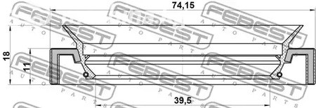 Авто тетиктер жана сарптоолору - Сальник дифференциала 41x74x11/18.5 Toyota Land Cruiser 120 4.0 03> FEBEST