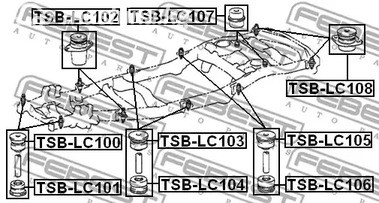 Spare Parts and Consumables - Подушка рамы нижняя Toyota Land Cruiser 100, Lexus LX 98-08 FEBEST TSBLC105