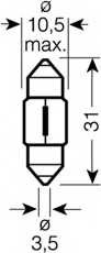 Запчасти и расходники - Лампа ORIGINAL LINE 1шт. (C5W) 12V 10W SV8.5-8 L=31 mm качество ориг. з/ч (