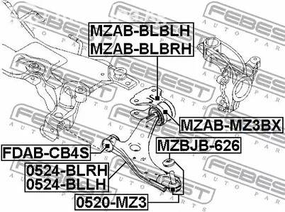 Spare Parts and Consumables - Сайлентблок рычага пер.подв.задн.прав. Ford Focus III/Mazda 3 09> FEBEST MZ