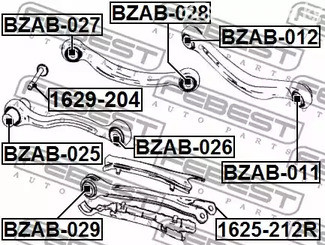 Авто тетиктер жана сарптоолору - Сайлентблок зад.рычага MB W204 all 07>/W212/С207 all 09> FEBEST BZAB028