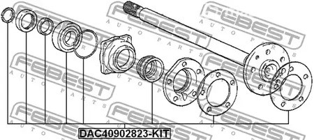 Запчасти и расходники - К-кт подшипника ступ. зад. Toyota Hiace 01>exc. LH166/LH176 FEBEST DAC40902