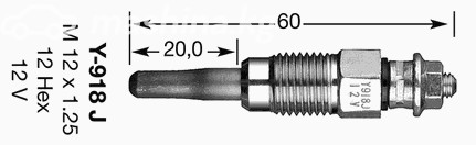 Авто тетиктер жана сарптоолору - DP-2 свеча накаливания Audi 80,VW Golf 1.6-1.9TD 75-00 NGK 6285