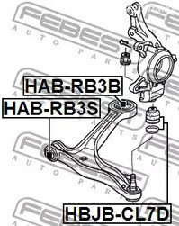 Spare Parts and Consumables - Сайлентблок переднего рычага задний Honda Odyssey 05-10 FEBEST HABRB3B