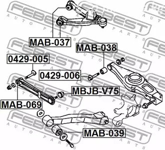 Spare Parts and Consumables - Болт с эксцентриком регулировочный Mitsubishi Montero/Pajero <06 FEBEST 042