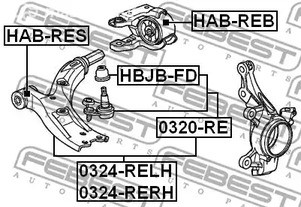 Spare Parts and Consumables - Сайлентблок рычага передней подвески передний Honda CR-V 07> FEBEST HABRES