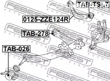 Авто тетиктер жана сарптоолору - Сайлентблок заднего нижнего рычага Toyota Corolla CE121,NZE12,ZZE12 00-06 F