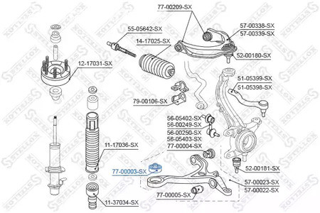 Запчасти и расходники - Сайлентблок рычага пер. Honda Accord 2.0-2.4/2.2CTDi 03> STELLOX 7700003SX