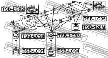 Spare Parts and Consumables - Сайлентблок подрамника Toyota Land Cruiser 90 KDJ9#/KZJ9#/VZJ9# 96-02 FEBES