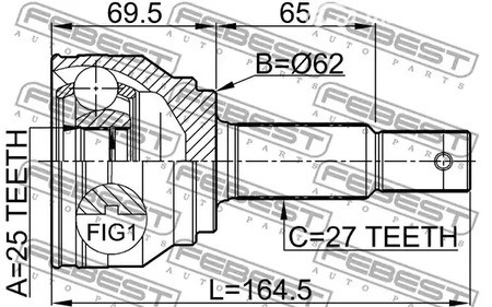 Spare Parts and Consumables - Граната наружная 25х62х27 Febest 2210NSP27A48