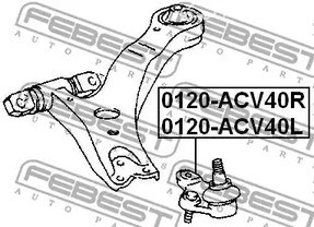 Spare Parts and Consumables - Опора шаровая левая Toyota Camry 2.0 16V/2.4 16V/3.5 24V 06> FEBEST 0120ACV